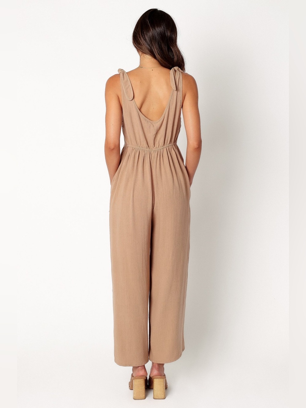 Petal & Pup Brown Tie-Shoulder Wide-Leg Jumpsuit - Picture 16 of 16
